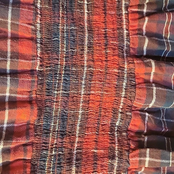 Lane Bryant corset waist look top Plaid smocked waist lantern sleeve 18 BD1 - Picture 3 of 7